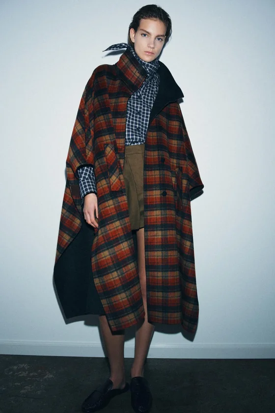 НАКИДКА В КЛЕТКУ ИЗ ШЕРСТИ, коллекция Zara «ZW», ЛИМИТИРОВАННАЯ СЕРИЯ