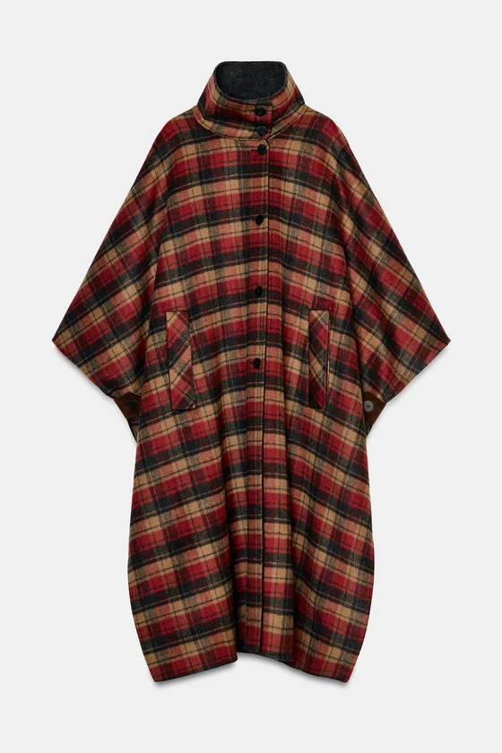 НАКИДКА В КЛЕТКУ ИЗ ШЕРСТИ, коллекция Zara «ZW», ЛИМИТИРОВАННАЯ СЕРИЯ