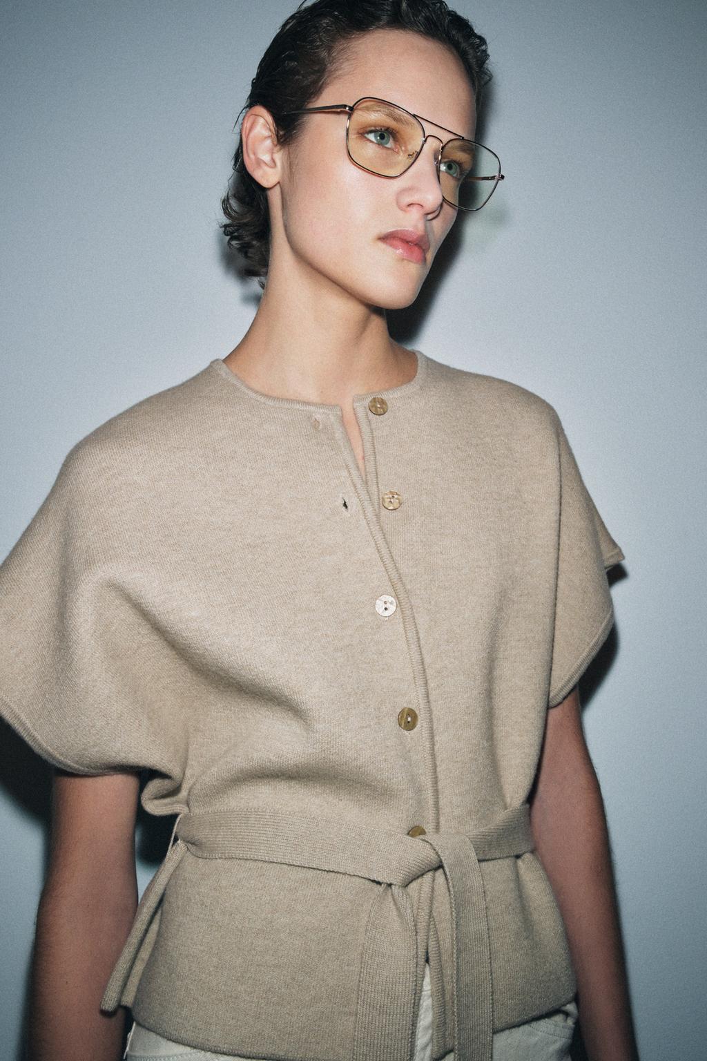 КАРДИГАН С КОРОТКИМИ РУКАВАМИ И ПОЯСОМ