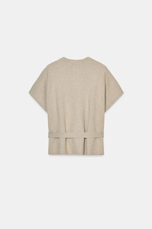 Кардиган с короткими рукавами и поясом- Заказать в России