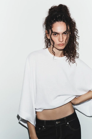 Свободная хлопковая футболка- Заказать в России