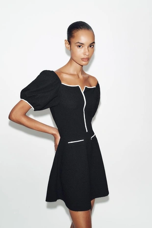 Платье из букле с контрастной отделкой- Заказать в России