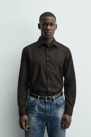 Рубашка из рельефной ткани EASY CARE- Заказать в России