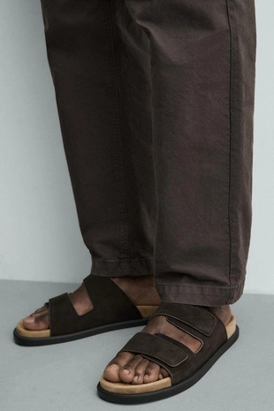 Кожаные сандалии с двумя ремешками- Заказать в России