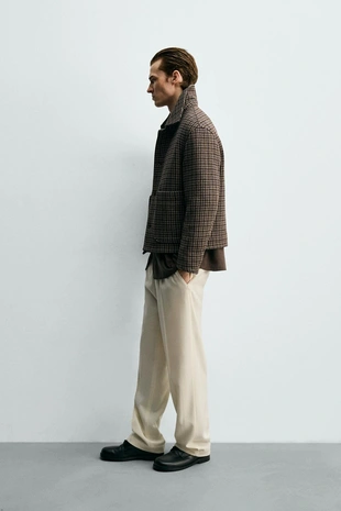 Куртка в клетку с карманами- Заказать в России