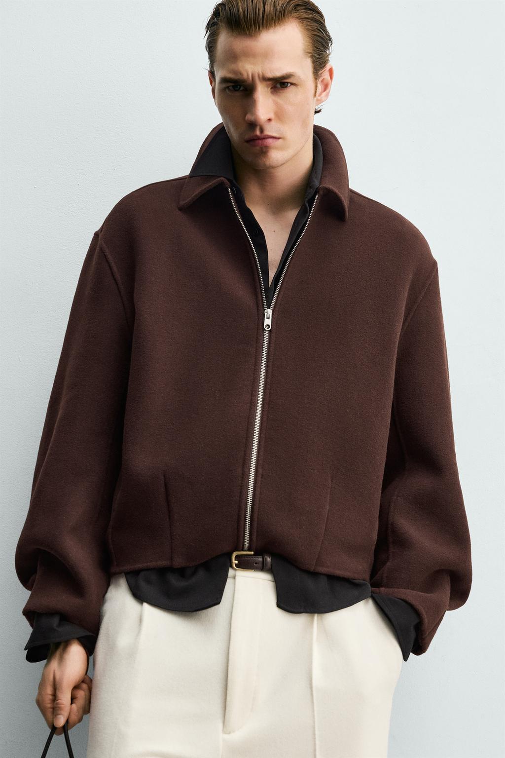 КУРТКА СВОБОДНОГО КРОЯ ИЗ ШЕРСТЯНОЙ ТКАНИ