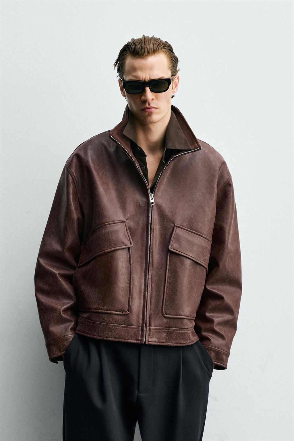 КУРТКА ИЗ ИСКУССТВЕННОЙ КОЖИ С ЭФФЕКТОМ ПОТЕРТОСТИ