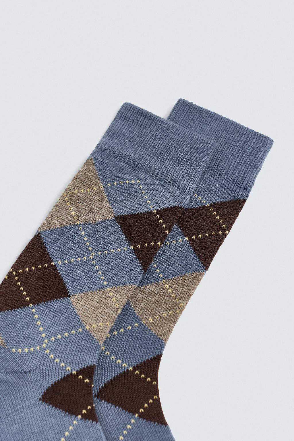 НОСКИ С РОМБАМИ И ШЕРСТЬЮ