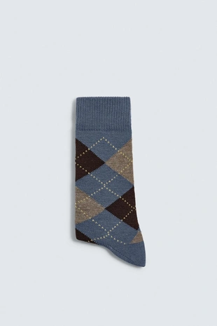 Носки с ромбами и шерстью