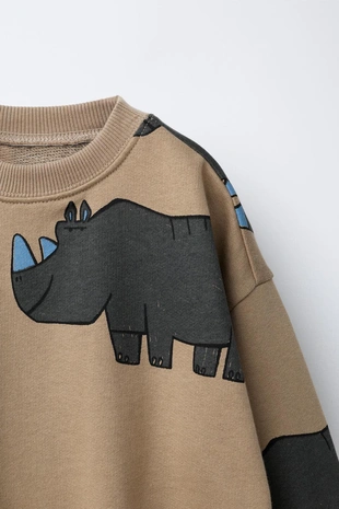 Комплект из толстовки и джоггеров с носорогами- Заказать в России