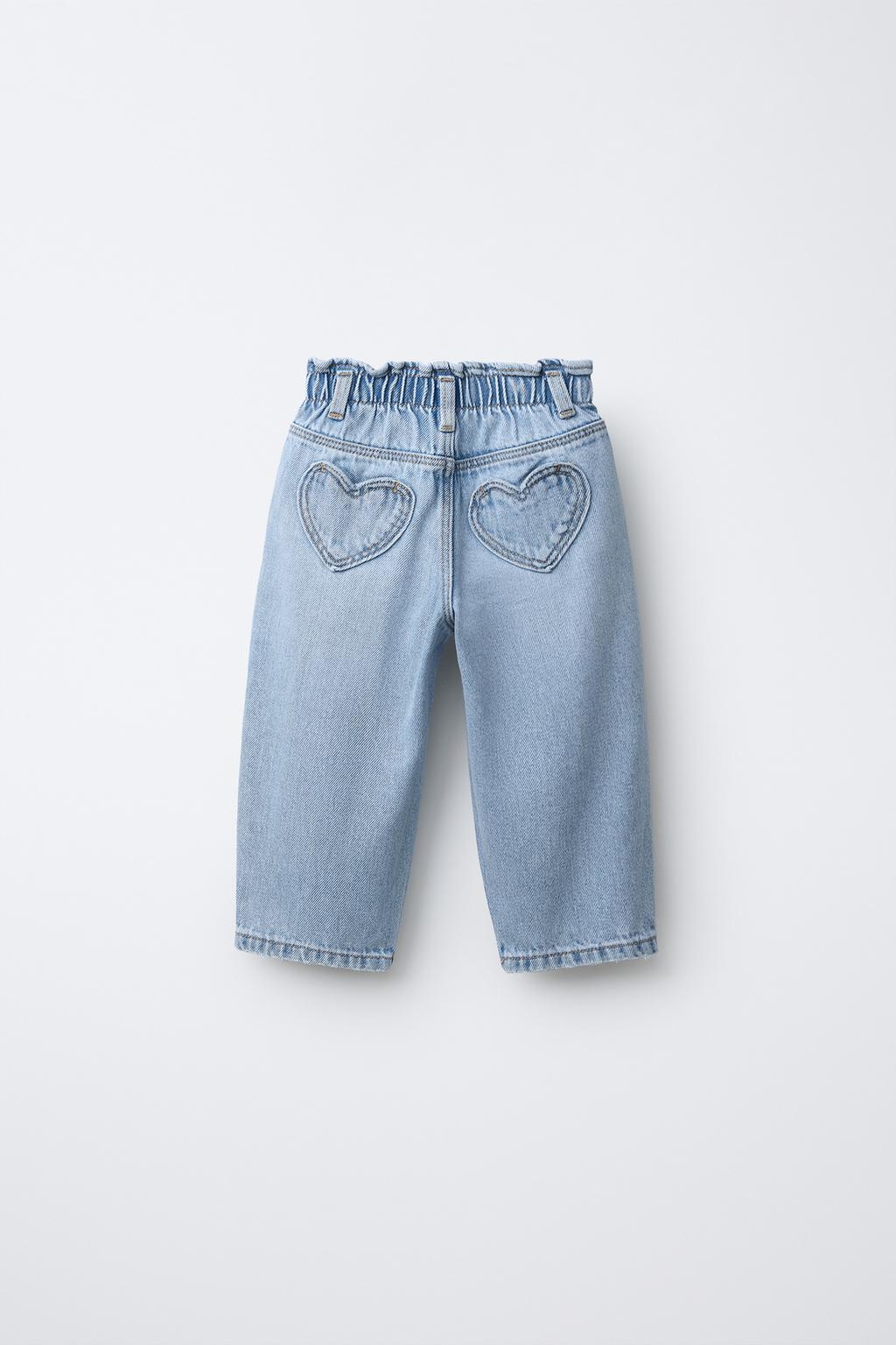 ДЖИНСЫ BAGGY PAPERBAG С КАРМАНАМИ «СЕРДЦА»