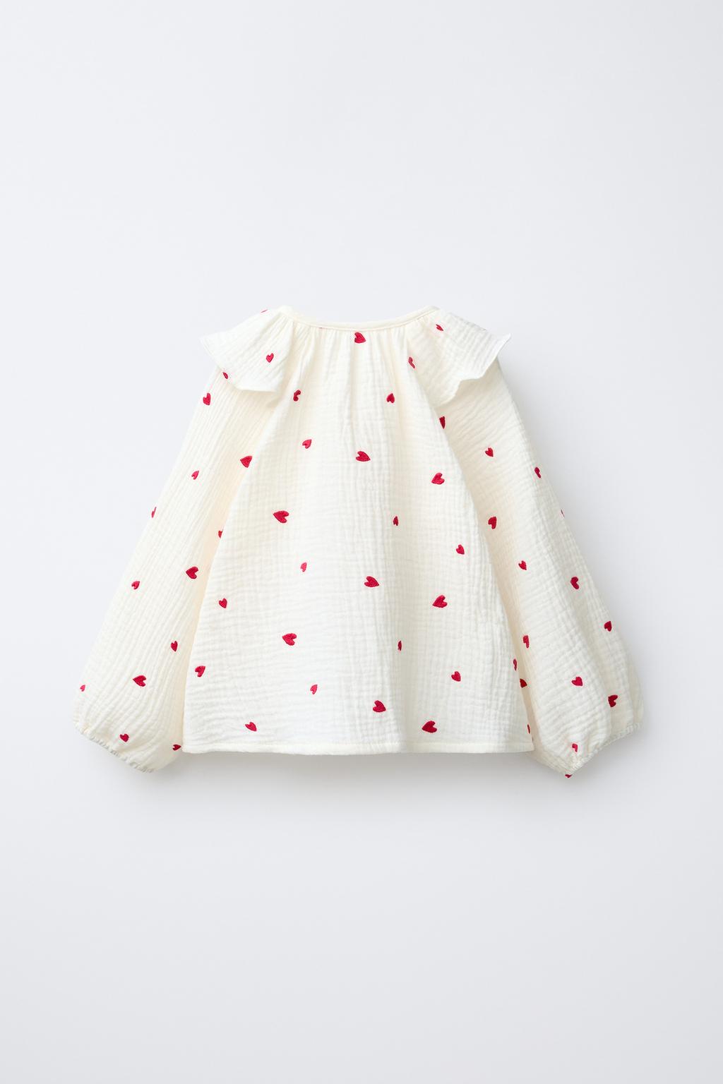 РУБАШКА С ТЕКСТУРОЙ И ВЫШИВКОЙ «СЕРДЕЧКИ»