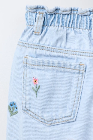 Мешковатые джинсы PAPERBAG с вышивкой цветов- Заказать в России