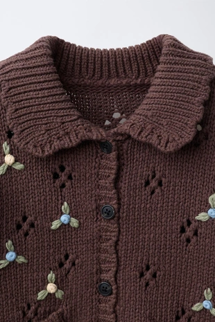 Chocolate | 3920/514/717 - Zara Вязаный кардиган с вышивкой