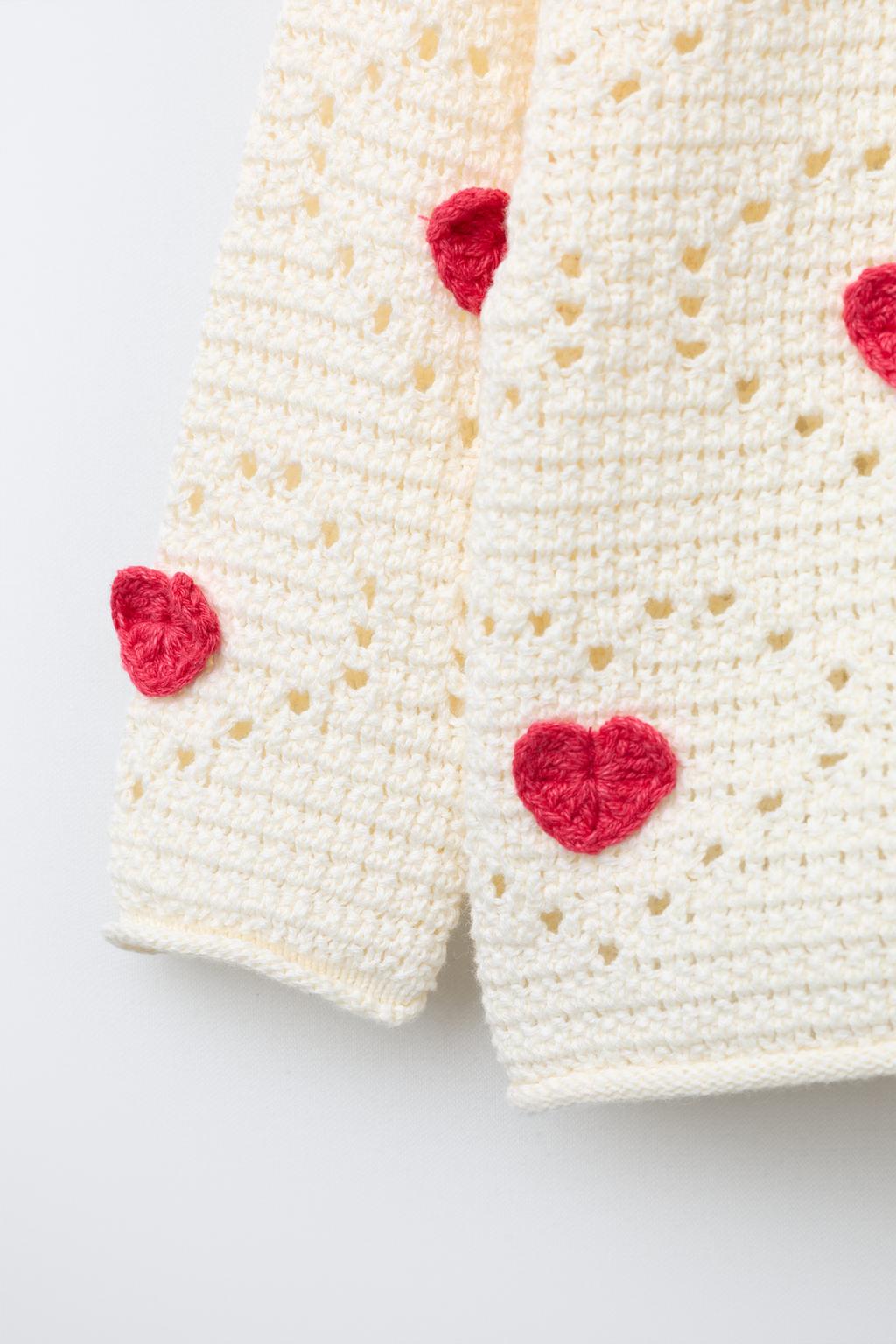 СВИТЕР ИЗ КРУЖЕВА КРОШЕ С УЗОРОМ «СЕРДЦА»