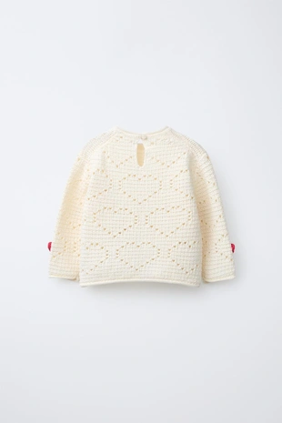 Свитер из кружева кроше с узором «сердца»- Заказать в России