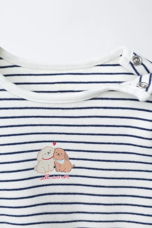 Комплект из боди и легинсов в полоску с принтом «щенки»- Заказать в России