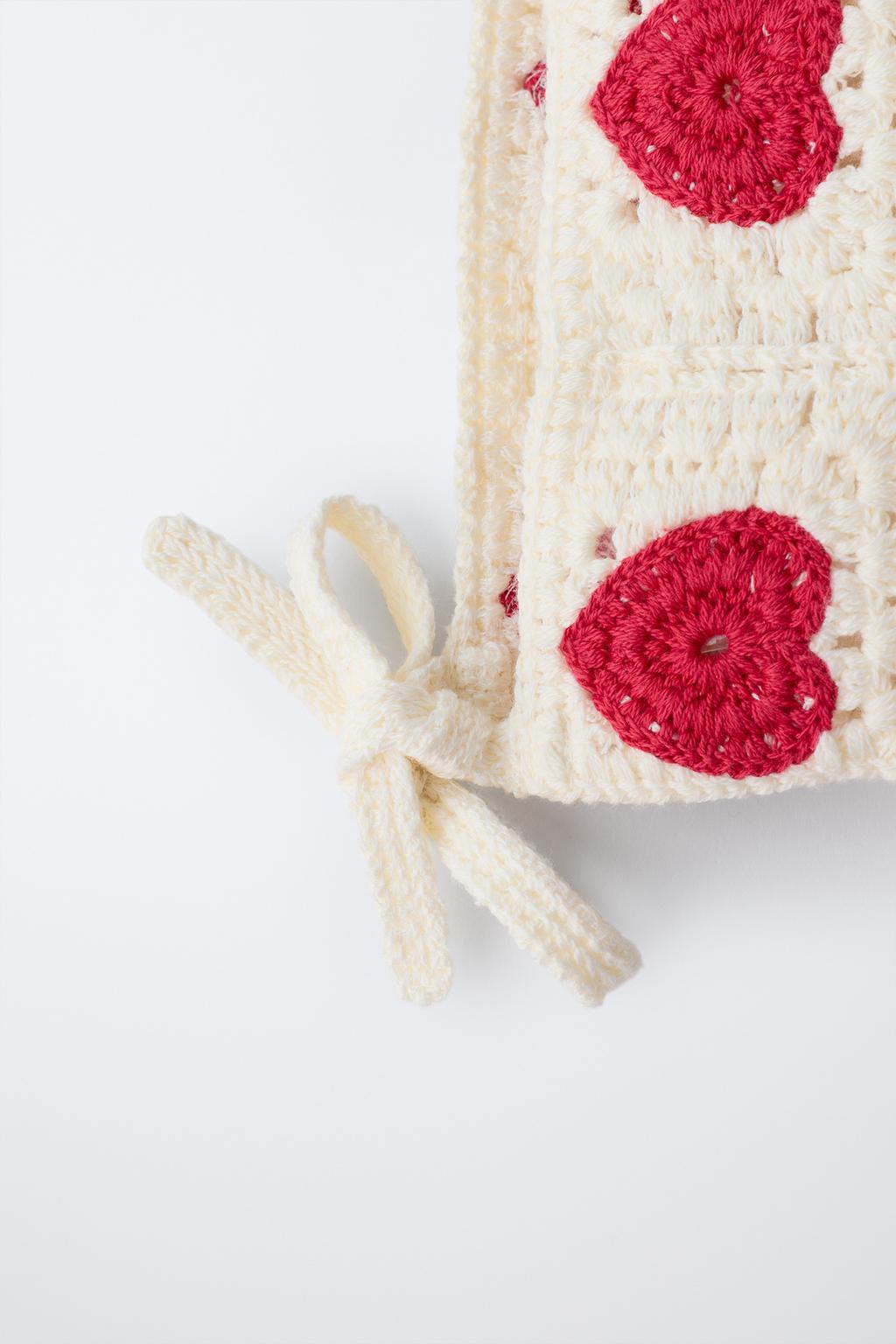 ЧЕПЧИК ИЗ КРУЖЕВА КРОШЕ С УЗОРОМ «СЕРДЦА»