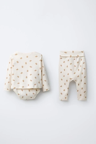 Комплект из куртки, боди и леггинсов с принтом «собаки»- Заказать в России