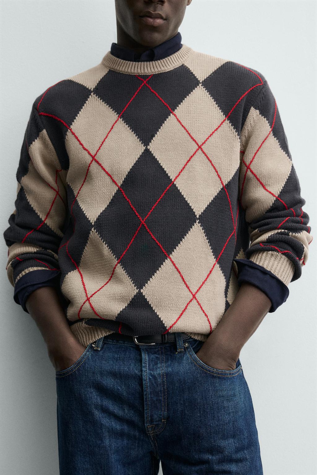 ЖАККАРДОВЫЙ СВИТЕР С УЗОРОМ «РОМБЫ»