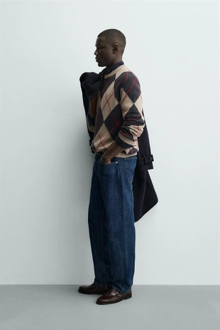 Жаккардовый свитер с узором «ромбы»- Заказать в России