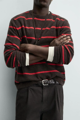 Шерстяной свитер в полоску- Заказать в России