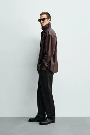 Куртка-рубашка из кожи- Заказать в России