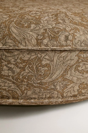 Круглый пуф для домашних животных с чехлом из конопли и принтами цветочных мотивов- Заказать в России