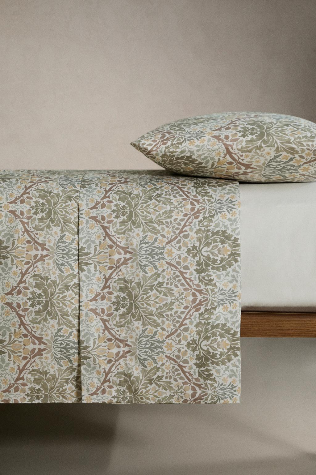 Простыня из хлопкового сатина morris & co. leaves