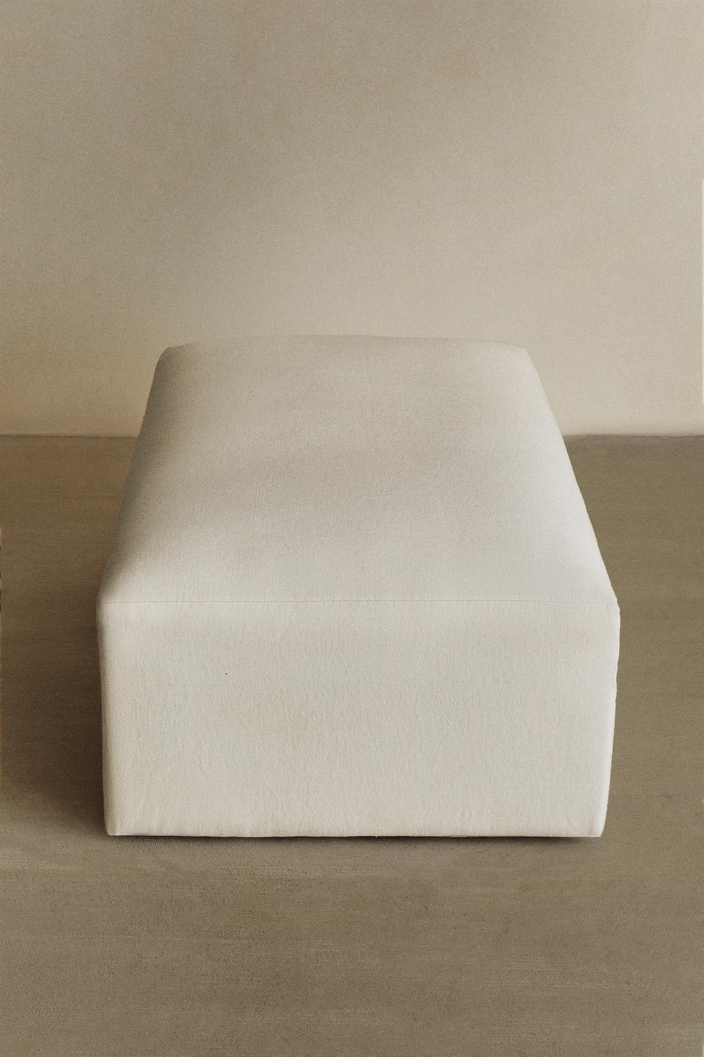 Пуф с съемным чехлом из мятого льна