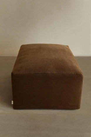 Пуф с съемным чехлом из вымытого льна- Заказать в России