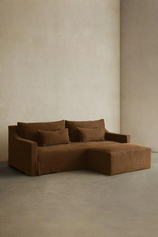 Пуф с съемным чехлом из вымытого льна- Заказать в России