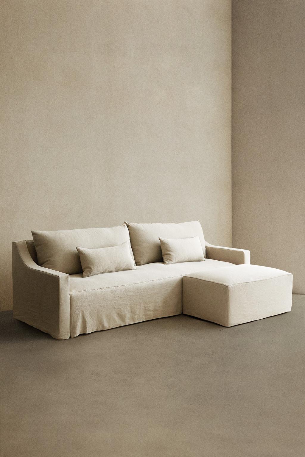 Диван с съемным чехлом из выстиранного льна