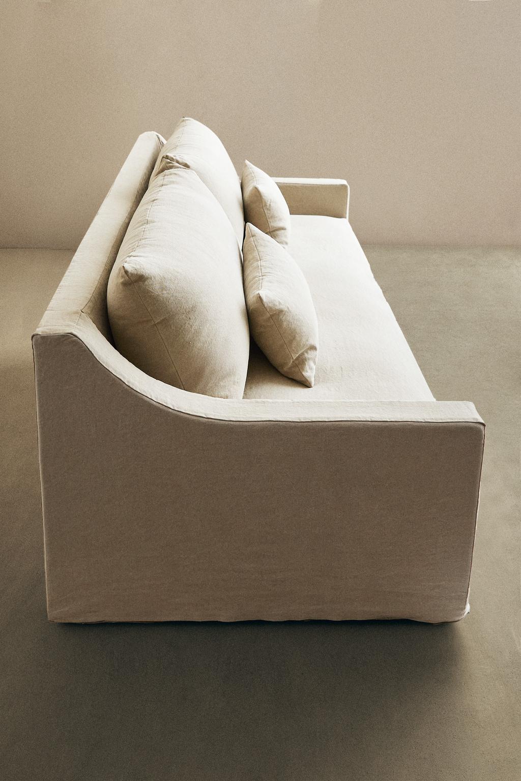 Диван с съемным чехлом из выстиранного льна