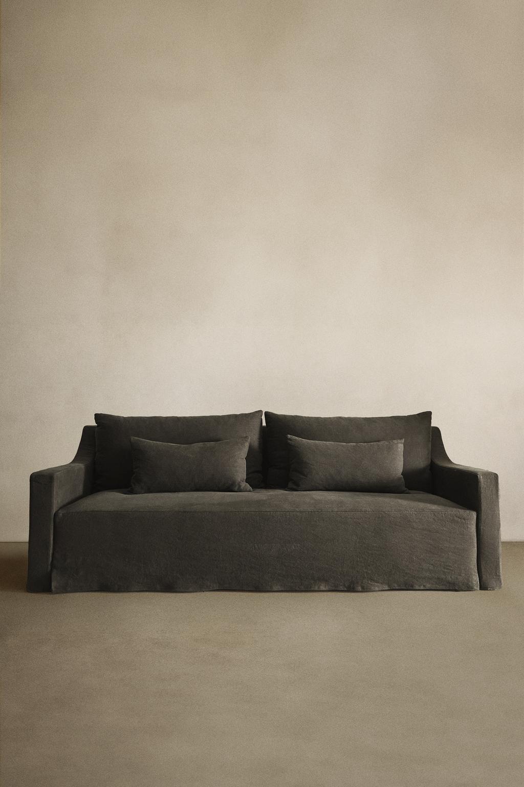 Диван с съемным чехлом из выстиранного льна