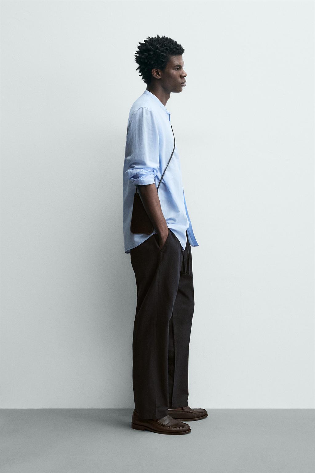 Хлопково-ленщиковые брюки свободного кроя