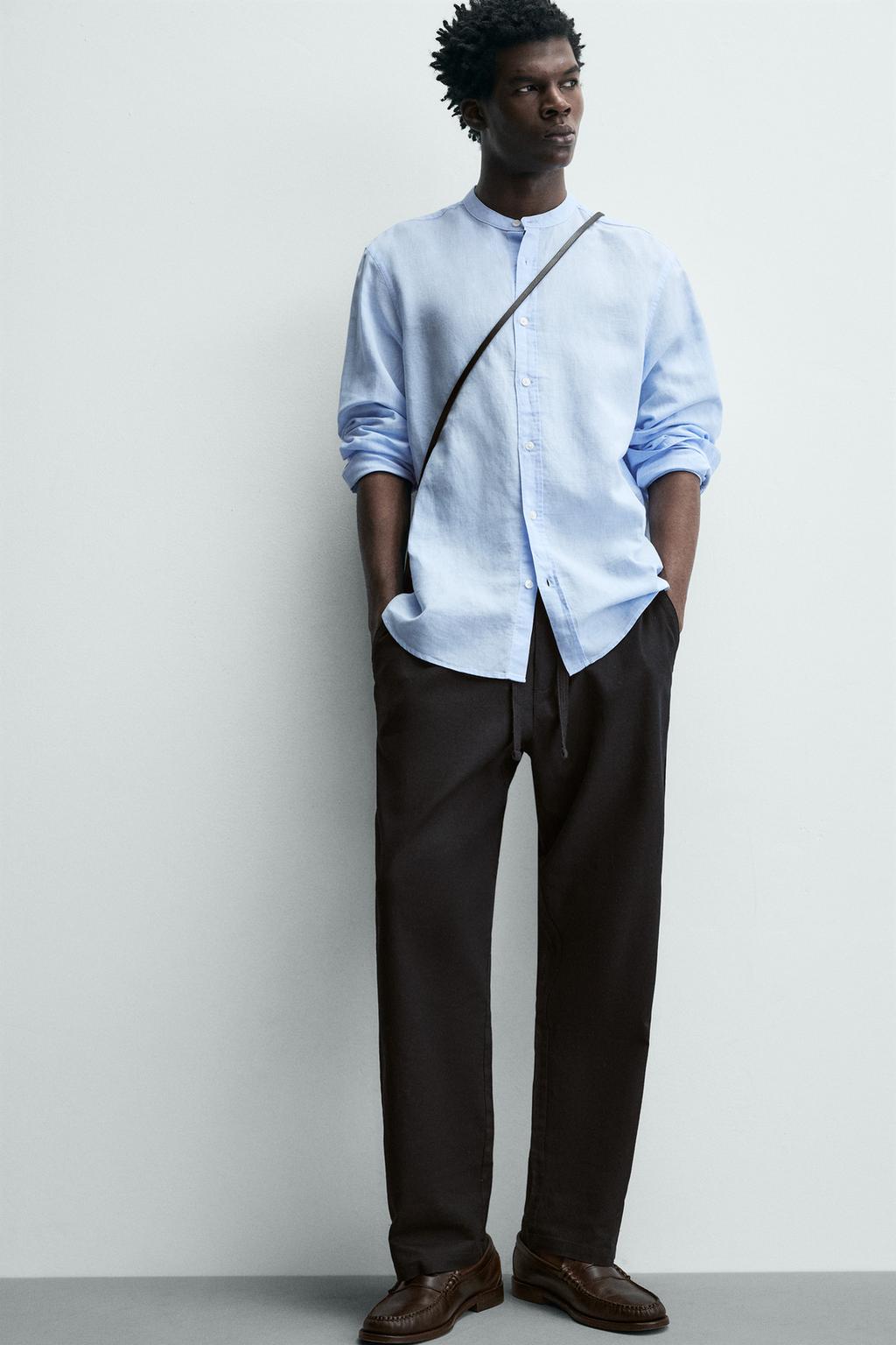 Хлопково-ленщиковые брюки свободного кроя