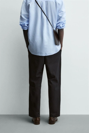 Хлопково-ленщиковые брюки свободного кроя- Заказать в России