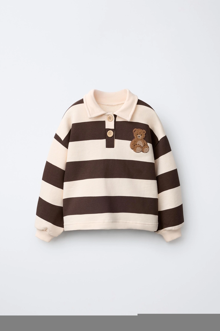 Поло-свитшот в полоску