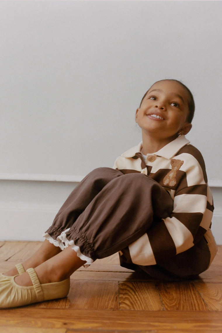 Поло-свитшот в полоску