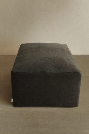 Пуф с съемным чехлом из мятого льна- Заказать в России