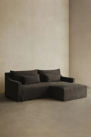 Пуф с съемным чехлом из мятого льна- Заказать в России