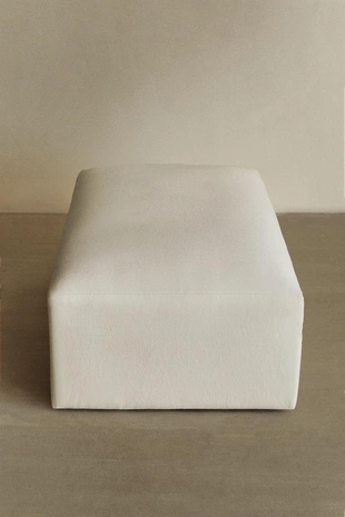 Пуф с съемным чехлом из вымытого льна