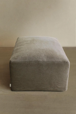 Пуф с съемным чехлом из мятого льна- Заказать в России