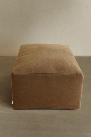 Пуф с съемным чехлом из мятого льна