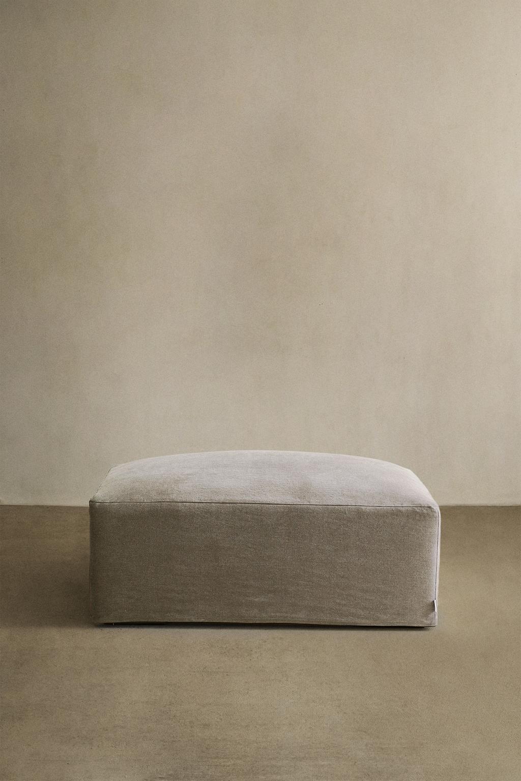 Пуф с съемным чехлом из мятого льна