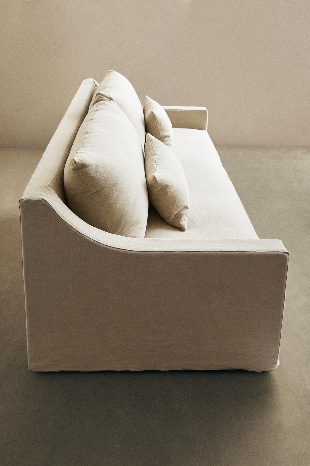 Диван с съемным чехлом из мятого льна