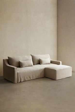 Диван с съемным чехлом из мятого льна