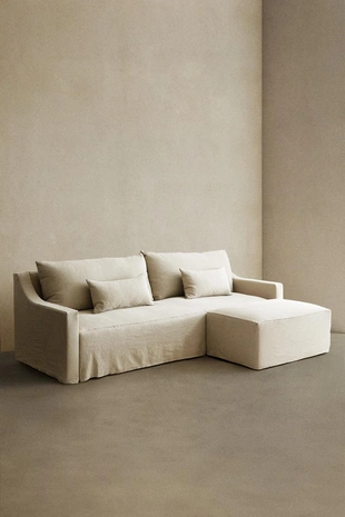 Диван с съемным чехлом из мятого льна- Заказать в России