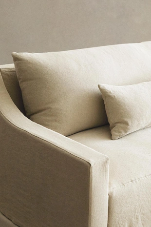 Диван с съемным чехлом из мятого льна- Заказать в России